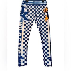 University of Kentucky Leggings Blue White Checkered Womens Size Medium UK NCAA